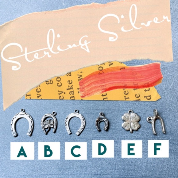 VINTAGE Sterling Silver Horseshoe Clover Wishbone Lucky Charms Luck Bracelet 925 - Picture 1 of 3